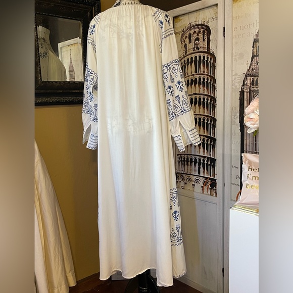 Mykonos 5 Star ⭐️ Favorite Boho Embroidered Long Maxi Gown In Cotton + Linen - Picture 8 of 15